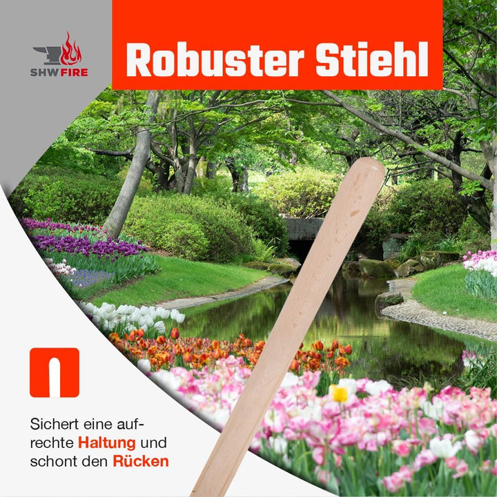 Stossscharre Hochwertig 300mm mit 130cm Stiel von SHW-FIRE, Scharre