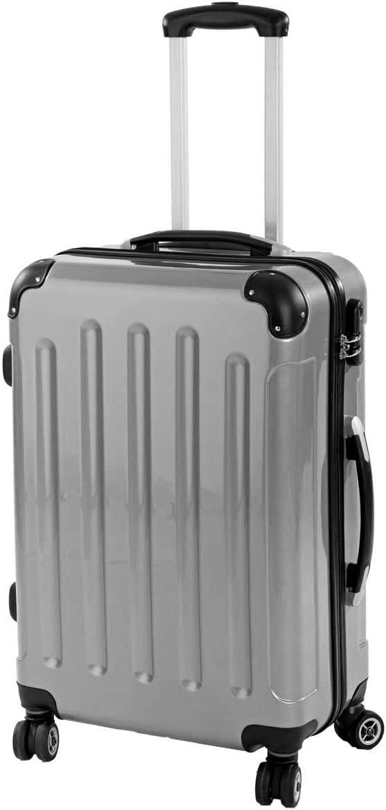 INVIDA Glüückskind Luxus Koffer Trolley aus Polycarbonat ABS Materialmix mit 4 Zwillingsrollen in Si