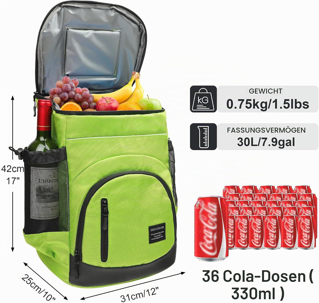 Outplea 30L Kühlrucksack Gross, Auslaufsicherer Isolierte Picknickrucksack für Männer Frauen, Thermo