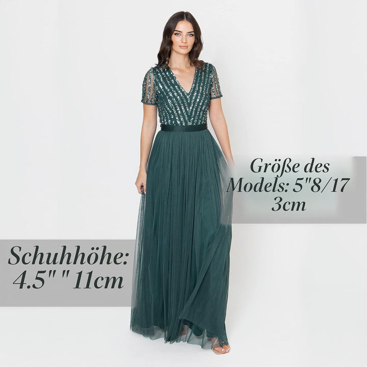 Maya Deluxe Damen Maxi Dress for Women Ladies Braidesmaid V-Neck Plus Size Ball Gown Short Sleeves L