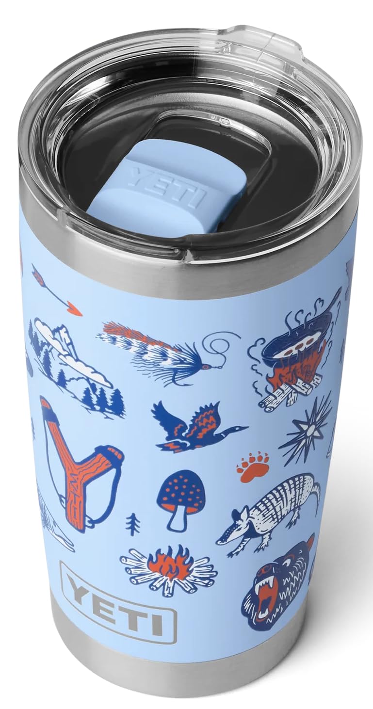 YETI Rambler Thermobecher 20 oz (591 ml) Big Sky Summer Camp – Kaffeebecher To Go, Thermotasse aus E