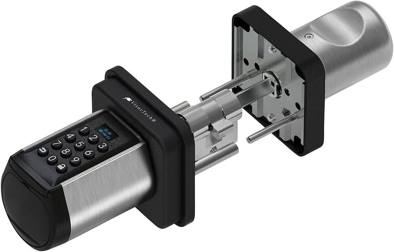 VisorTech Türschlösser: Elektronischer Tür-Schliesszylinder, Code, 2 Schlüssel, IP44, m Gateway (Tür