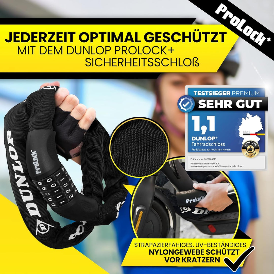 Dunlop Fahrradschloss Zahlenschloss Fahrrad Schloss - Hohe Sicherheit Level 8-100 cm Fahrräder Schlo