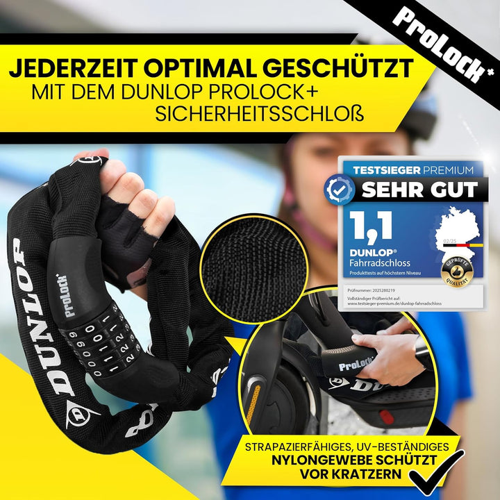 Dunlop Fahrradschloss Zahlenschloss Fahrrad Schloss - Hohe Sicherheit Level 8-100 cm Fahrräder Schlo