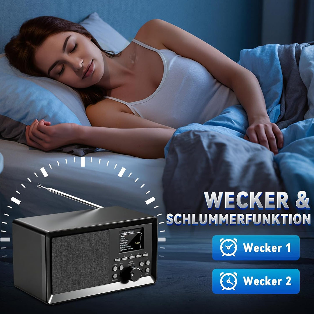 DAB Radio mit Fernbedienung, Küchenradio (DAB+, DAB Plus, FM, Bluetooth, Kopfhöreranschluss, Weckfun