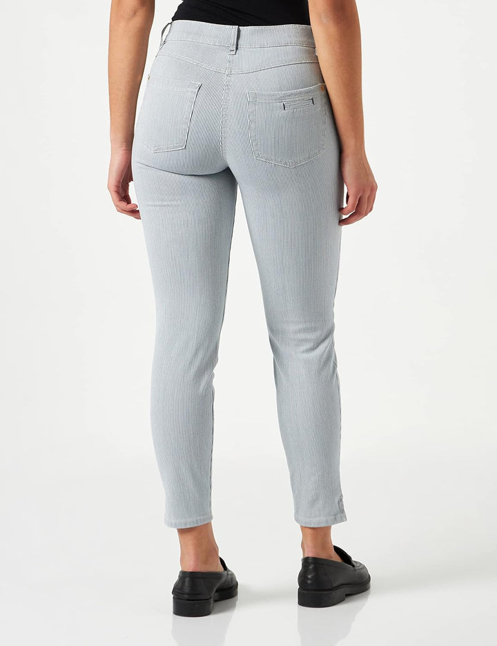 Gerry Weber Damen Jeans 40 Blau/Ecru/Weiss Streifen, 40 Blau/Ecru/Weiss Streifen
