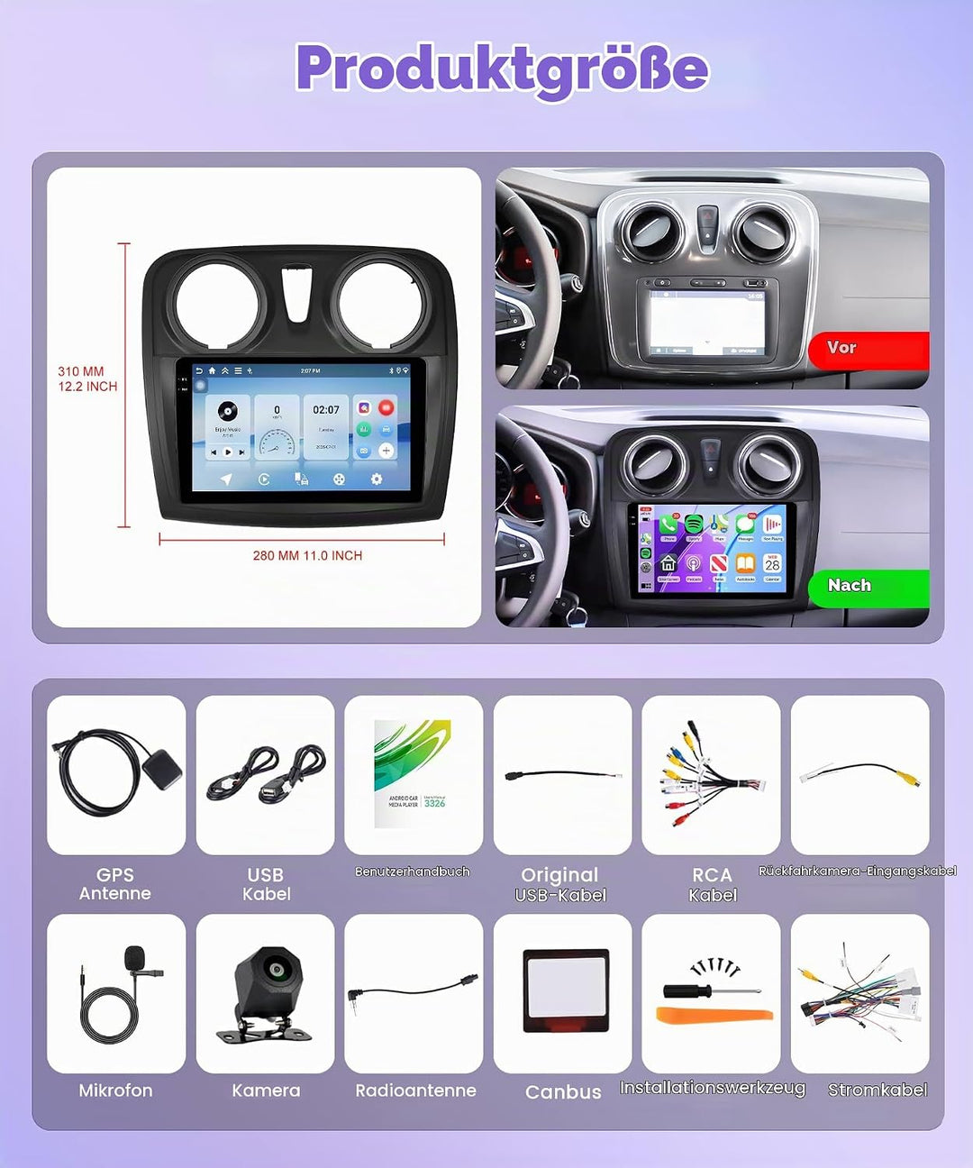 4G+128G Wireless Carplay Android Autoradio für Renault Dacia Logan 2 Sandero B52 2012-2019 9 Zoll In