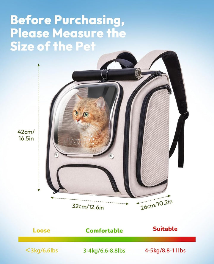 pecute Katzenrucksack Bubble Haustier Rucksack mit Netzfenster, Tragbare und Faltbare Katzentasche,
