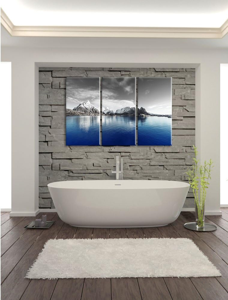 Pixxprint Lofoten in Norwegen als Leinwandbild | Grösse: 3 Teilig (120x80) | Wandbild| Kunstdruck |