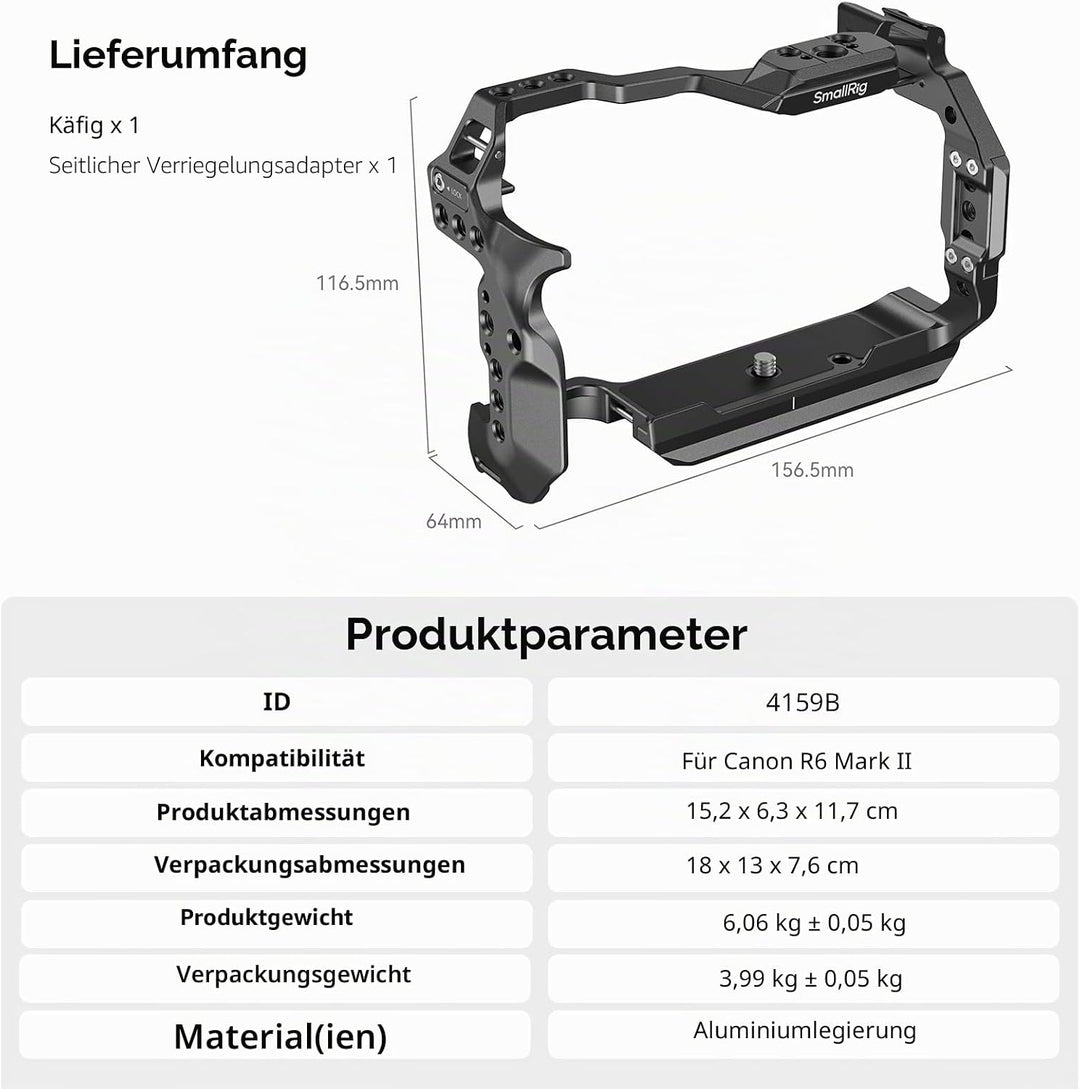 SMALLRIG R6 Mark II Kamerakäfig für Canon, Formschlüssiges Videokamera-Rig für Canon R6 Mark II, Ein