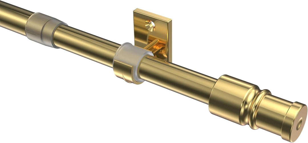 Interdeco Cafehausstange (1 Stück), Scheibenstange Messing-farbig in 12 mm Ø, Sora, 85-135 cm auszie