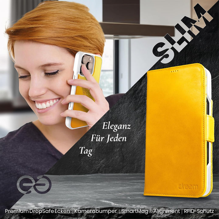 Dreem Fibonacci kompatibel mit iPhone 15 Pro Max Brieftaschen-Etui / 2-in-1 stossfestes Etui und abn