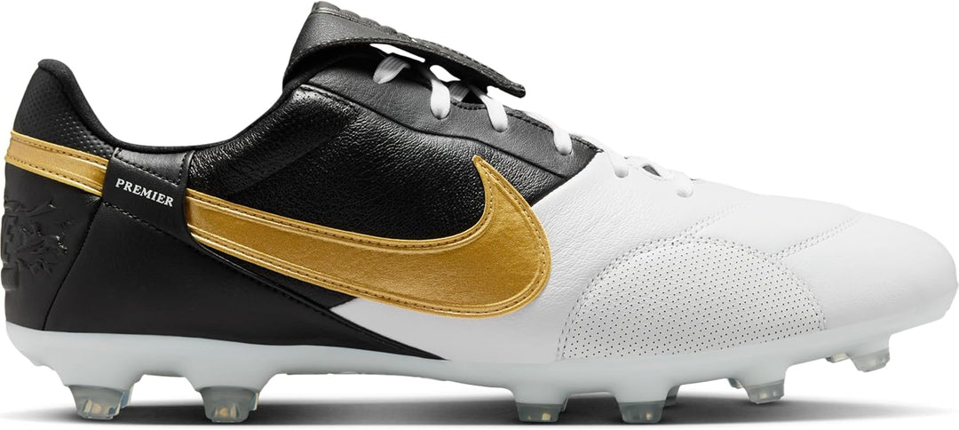 Nike Herren Premier 3 FG Low-Top Fussballschuh 40 EU White Metallic Gold Black, 40 EU White Metallic