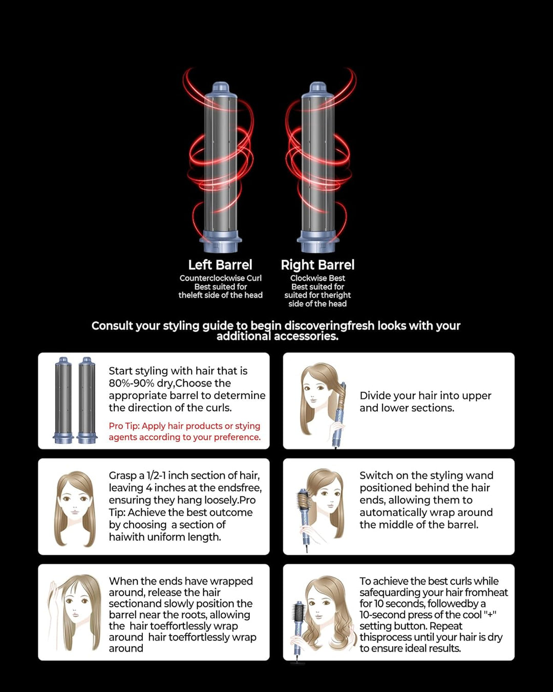 5 in 1 Airstyler,OKWRAP Hair Styler With 110000 U/Min Hochtouriger Motor Haartrockner Warmluftbürste