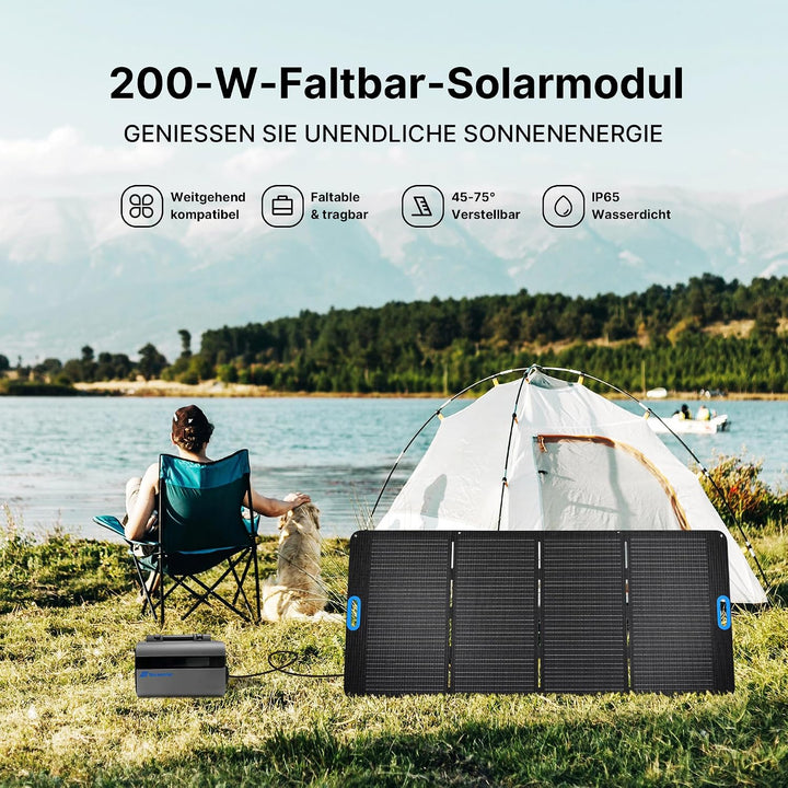 Nicesolar Solarpanel Faltbar 200W Solarmodul für Tragbare Powerstation Solargenerator 200W-PERC, 200
