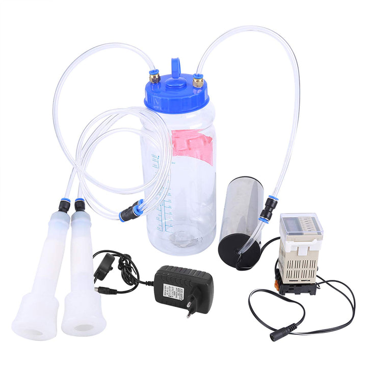 Ejoyous Melkmaschine Elektrische 2L, Tragbare Kühe Melker Kit mit Rulsierender Melkvakuumpumpe Doppe