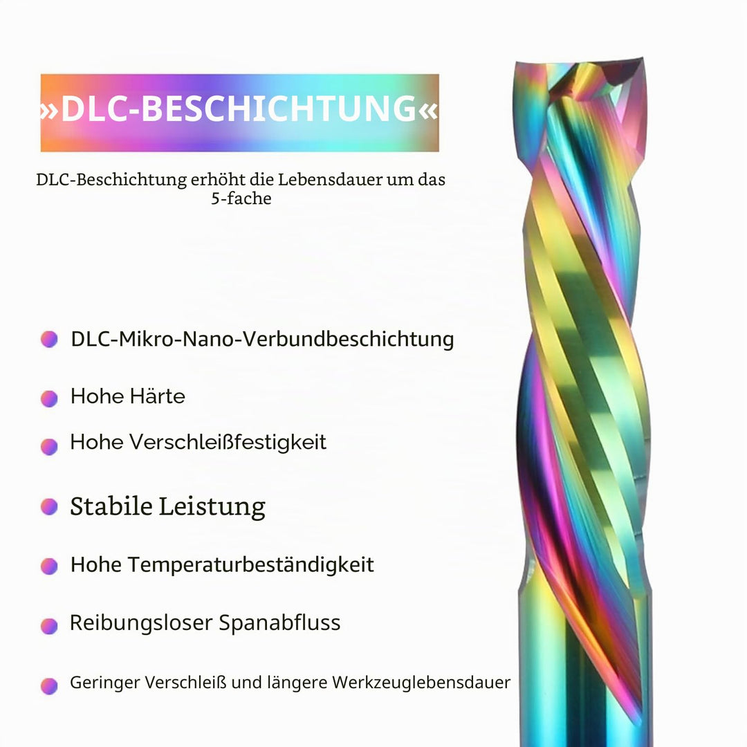EU_HOZLY DLC-Beschichtung, Aufwärts- und Abwärtsschnitt, 2 Flöten, Spiralkarbid-Fräswerkzeug, CNC-Fr