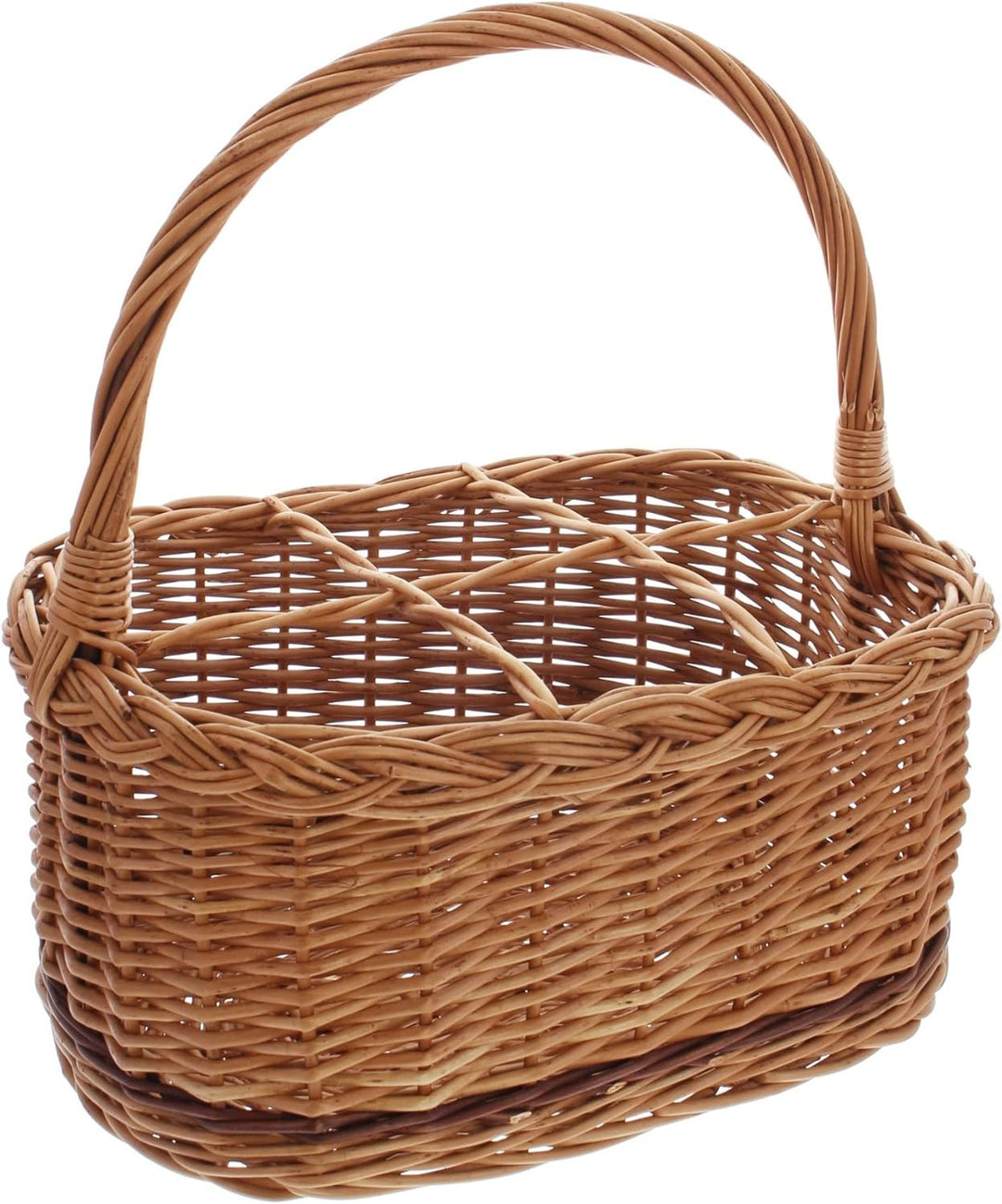 Dekoleidenschaft Flaschenkorb aus Weide “Rustico” für 6 Flaschen, Transportkorb, Flaschenträger, Fla