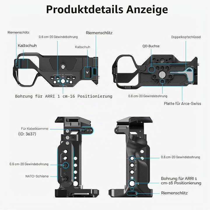 SMALLRIG A7 III / A7R III Kamerakäfig für Sony Alpha 7 III/Alpha 7R III, Aluminiumlegierung mit Schn