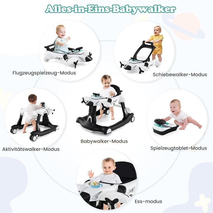 GOPLUS 6 in 1 Lauflernhilfe, Lauflernwagen mit einstellbarer Geschwindigkeit & 3 Höhen, Esstablett,