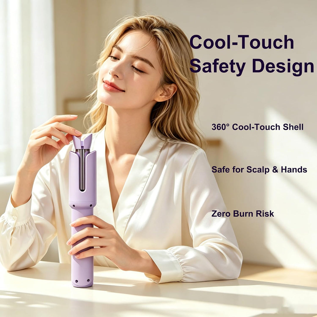 Automatischer Kabelloser Lockenstab – 8 Sek. Schnellcurl, 32mm Titan-Turmalin für Grosse Locken & Bo