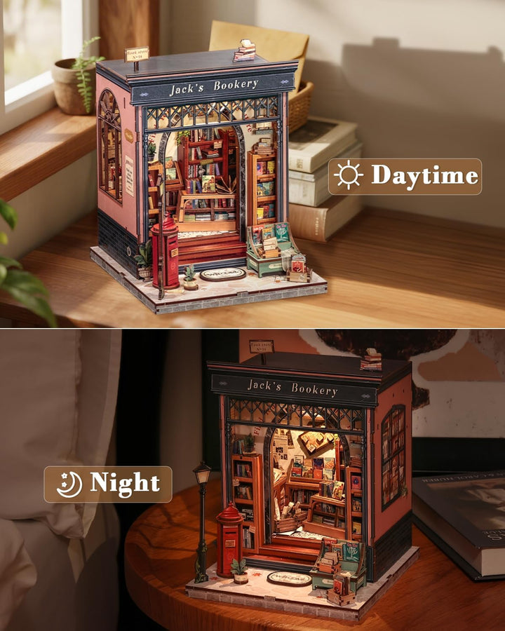 CUTEBEE Book Nook Kit - Holz Miniatur Haus Private Buchhandlung Thema Stil - DIY Bastelset Minihaus