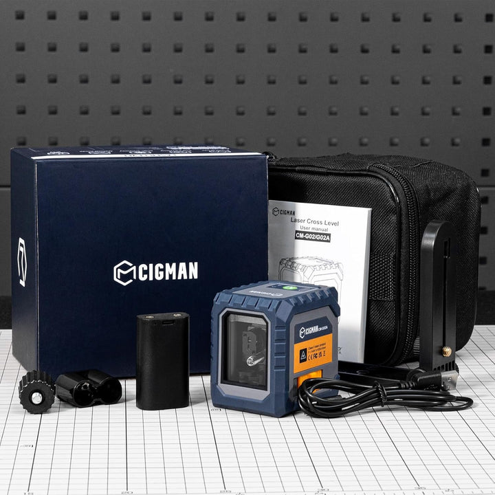 CIGMAN Kreuzlinienlaser Laser Wasserwaage,mit aufladbarem Akku,Linienlaser und grün selbstnivelliere