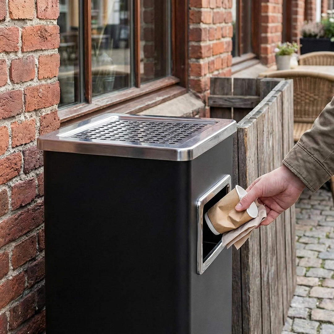 CAMPALO 2-in-1 Standaschenbecher und Mülleimer für draussen, mit 20 Liter fassendem Abfallbehälter,
