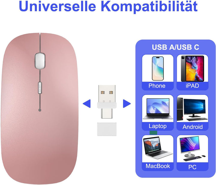 Azmall Bluetooth Kabellose Maus Jiggler Nicht Nachweisbar, Wiederaufladbare Maus Kabellos integriert