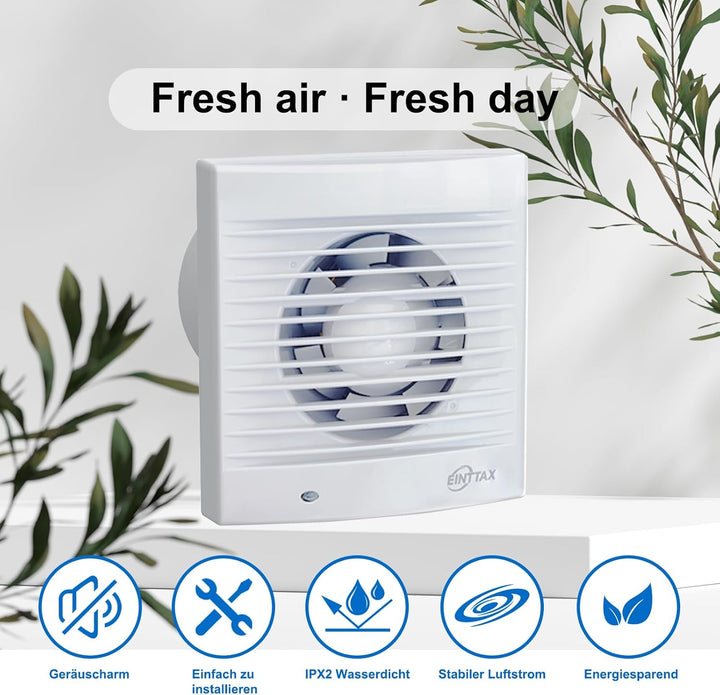 Badlüfter 100mm Abluftventilator Küche, 120m³/h IPX2 Wasserdicht Badlüfter mit Rückstauklappe,für Ba