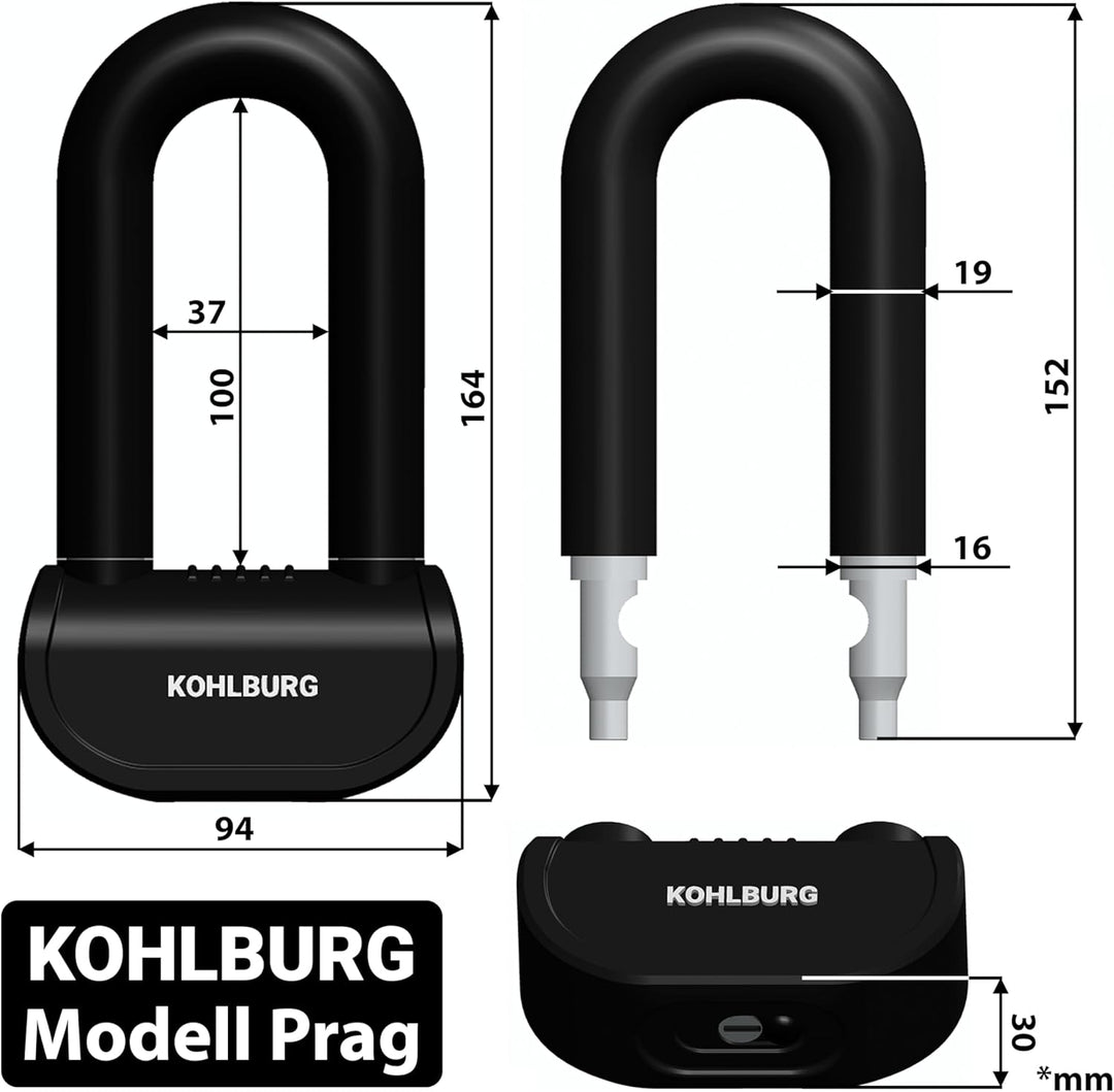 KOHLBURG sicheres Motorradschloss - Bremsscheibenschloss mit höchster Sicherheitsstufe 10plus von 10