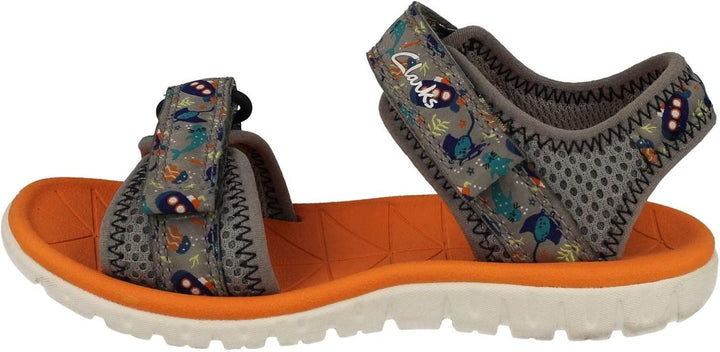Clarks Mädchen Surfing Tide K Sandal 27.5 EU Weit Grau, 27.5 EU Weit Grau