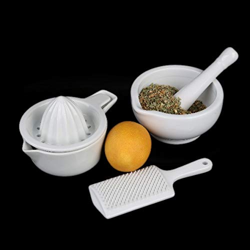 Holst Porzellan KPP SET 3 Porzellan Orangen- und Grapefruitpresse Set 3-tlg. Mörser, Saftpresse, Rei