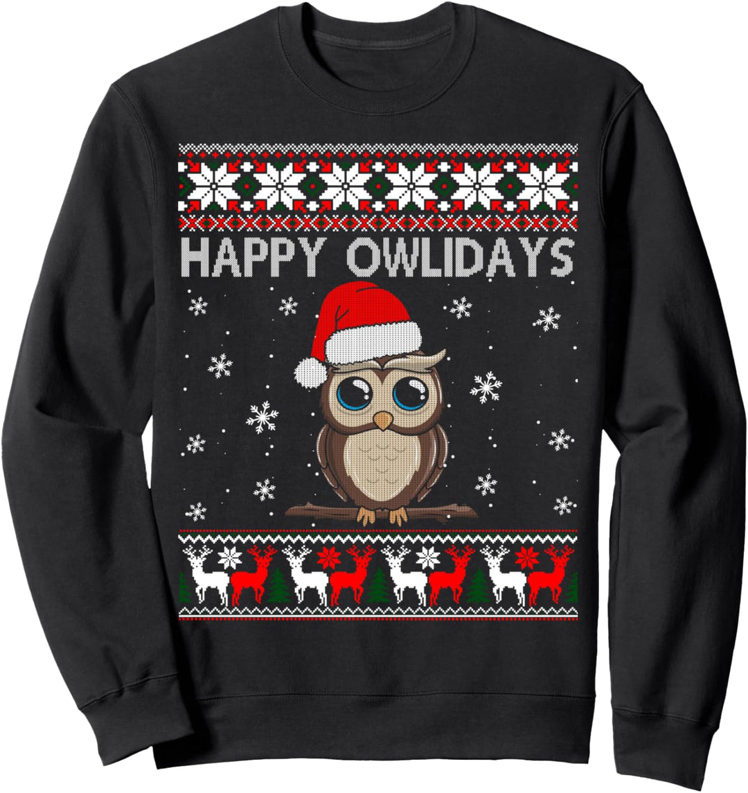Happy Owlidays Lustige Eule Ugly Christmas Sweater Sweatshirt