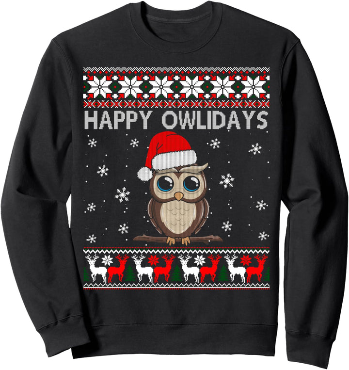 Happy Owlidays Lustige Eule Ugly Christmas Sweater Sweatshirt