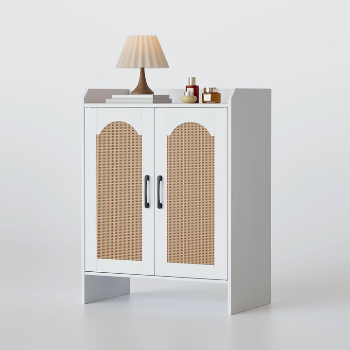 Mericonia Schuhschrank, 5-stöckiger Rattan-Schuhschrankmit 2 Holztüren, Eingangsbereich-Speicher, St
