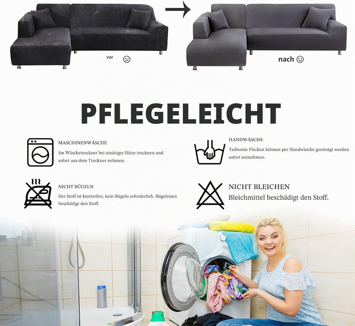 Lydevo Sofabezug Ecksofa L Form Sofa Überwürfe Stretch Sofabezug L Form Rechts oder Links mit Zwei K
