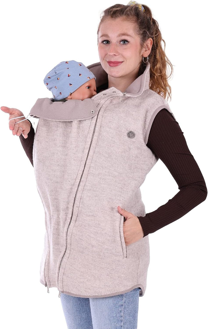 Viva la Mama - Trageweste aus Wollwalk Umstandsweste Wollweste zum Babytragen - PEVE M ecru, M ecru