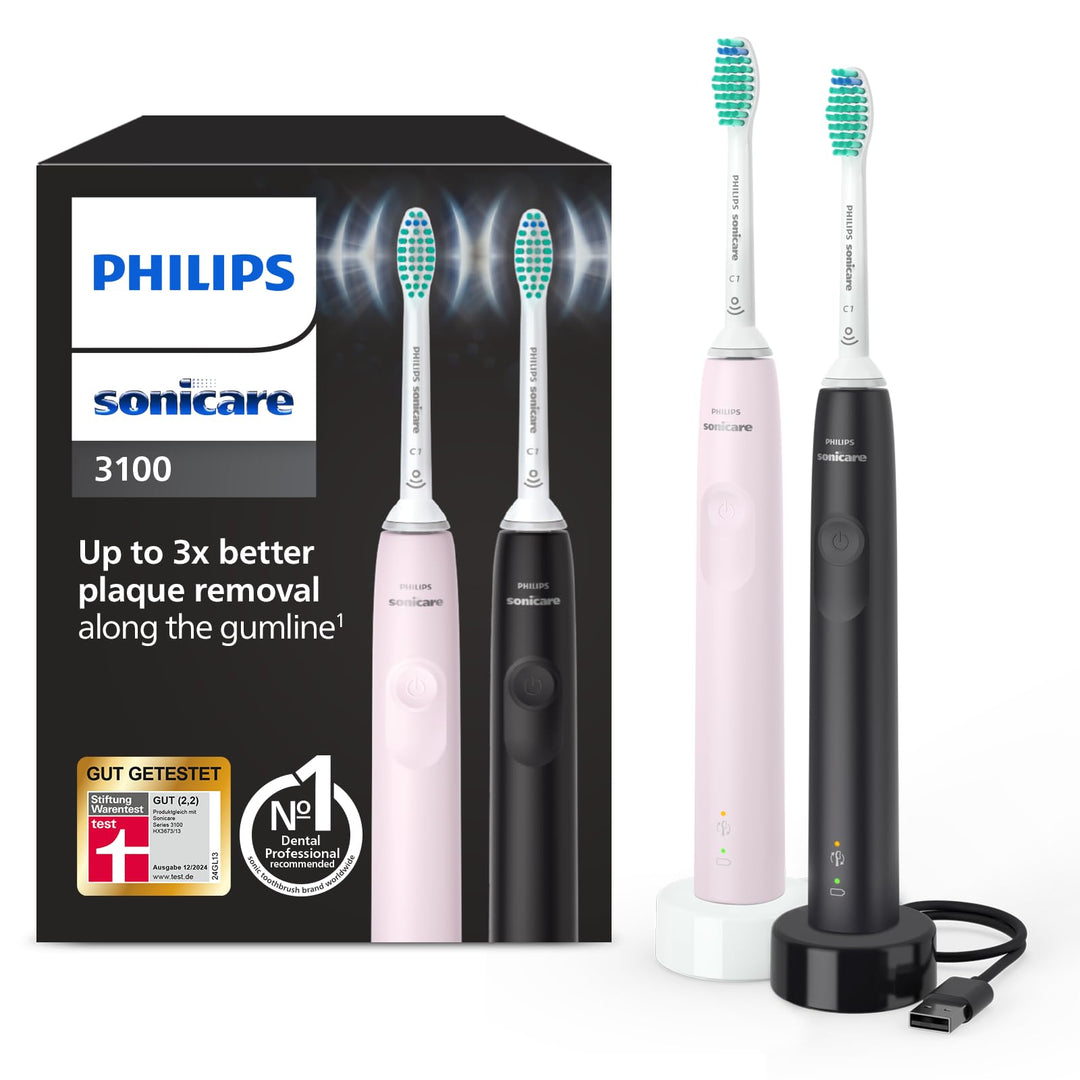 Philips Sonicare 3100 elektrische Zahnbürste, Schallzahnbürste, Andruckkontrolle und Timer, Sugar Ro