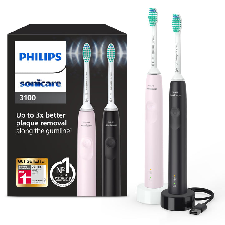 Philips Sonicare 3100 elektrische Zahnbürste, Schallzahnbürste, Andruckkontrolle und Timer, Sugar Ro