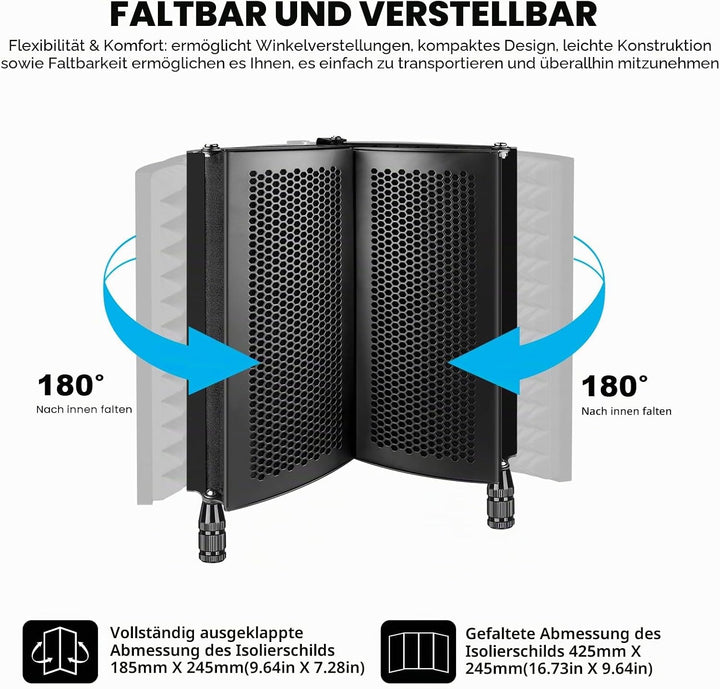 Mikrofon Isolation Schallschutz,Aokeo Pop Filter schallabsorbierend Mikrofonisolationsschirm Einstel