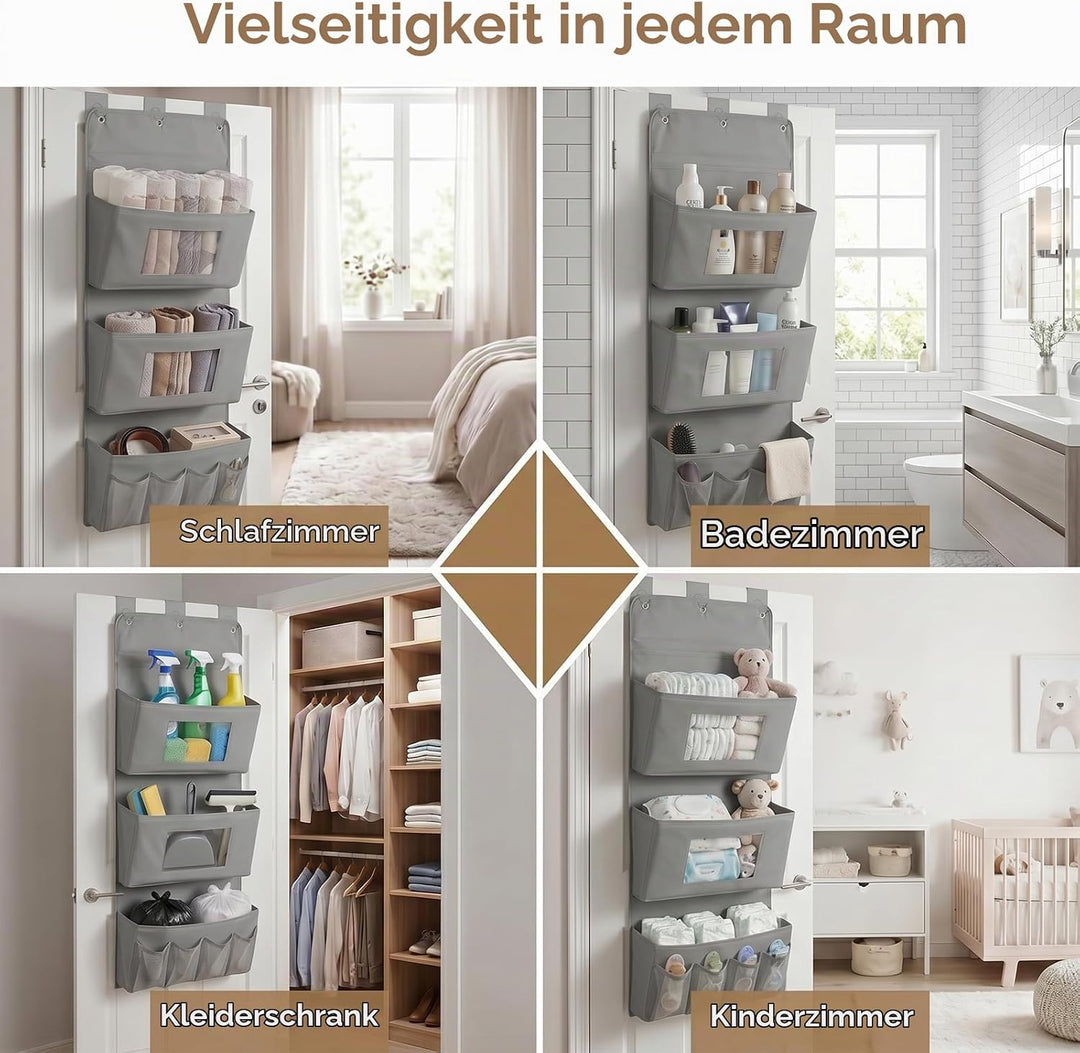 2 Stück Hängeorganizer 3-Schichten, 40 x 90 cm Tür Organizer mit 3 Taschen | Faltbarer Wandorganizer