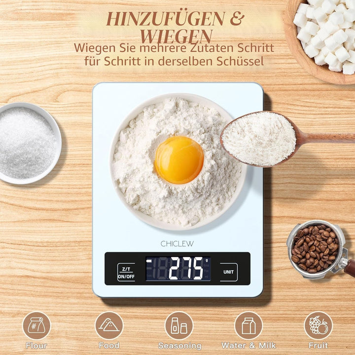 Digitale Küchenwaage Digitalwaage, 5KG Electronische Waage Küchen Digital bis zu 1-g-genau, Haushalt
