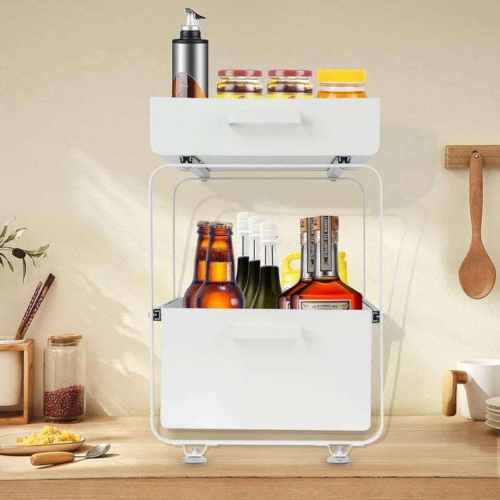 Küchen-Organizer mit 2 Ebenen, Aufbewahrung unter der Spüle, ausziehbar, Organizer für Küche, Schran