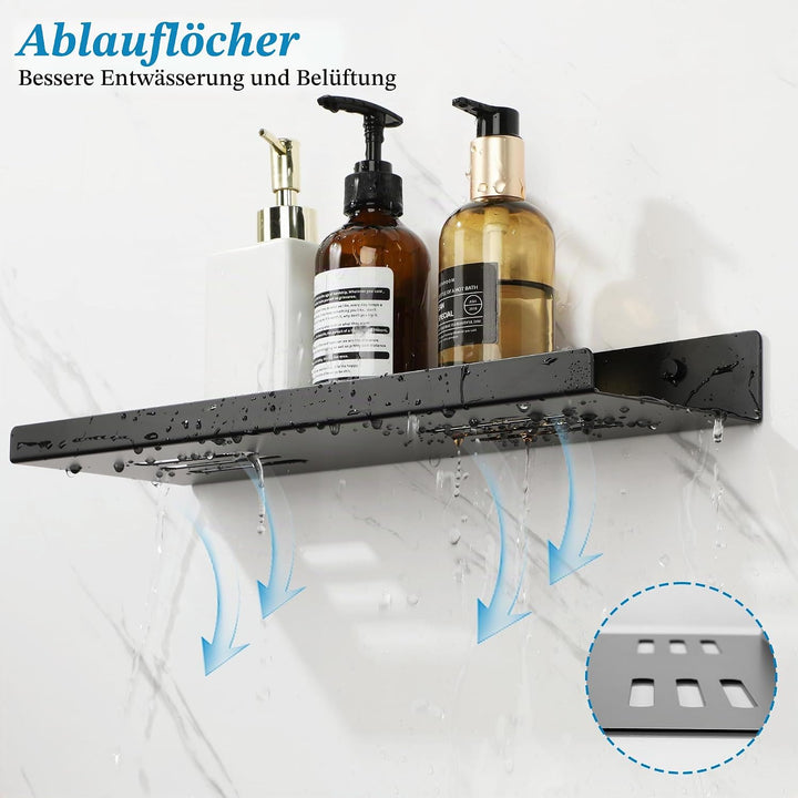 SAYAYO Wandregal Schwarz 40cm Duschablage Schweberegal Regal Schwarz Shampoo Halterung für Dusche 2