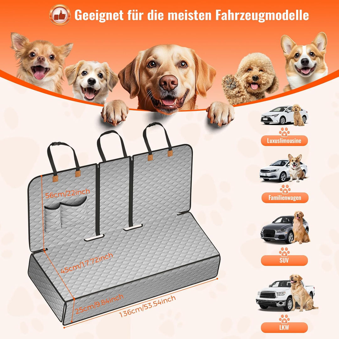 Hundedecke Auto Rückbank, rutschfeste wasserdichte Autoschondecke Hund Rücksitz, Hundeschutz Auto Rü