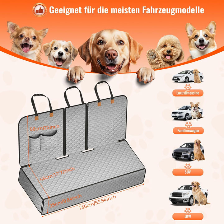 Hundedecke Auto Rückbank, rutschfeste wasserdichte Autoschondecke Hund Rücksitz, Hundeschutz Auto Rü