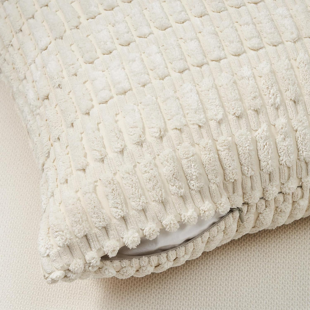 Topfinel 4er Set Boho Kissenbezug 40x40 cm grau Kordsamt Kissenbezüge Kissenhülle sofakissen dekokis