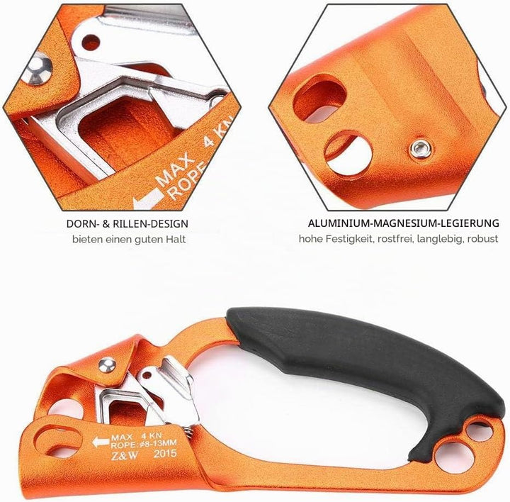 Tbest Handsteigklemme Ascender Seilklemme Klettern Rechte Hand Ascender Kletterhand Klettergriff rec