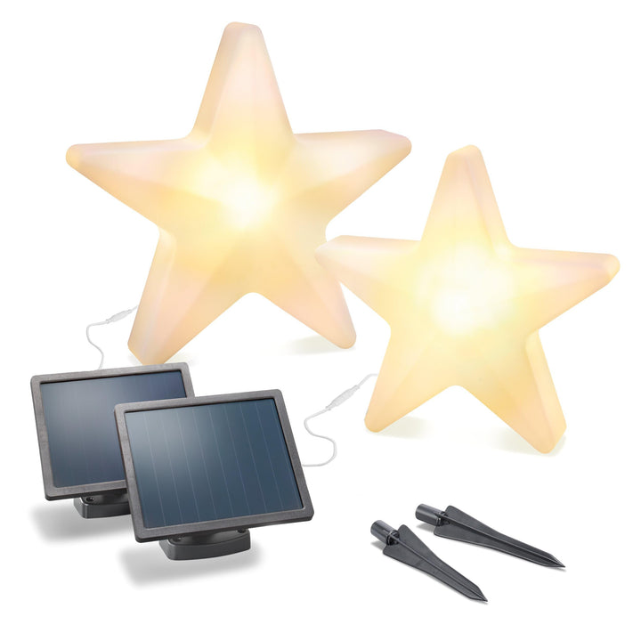 Esotec Solar 3D Weihnachtsstern, 2er-Set gross, winterfest, Leuchtstern, LED Stern outdoor, Aussenst